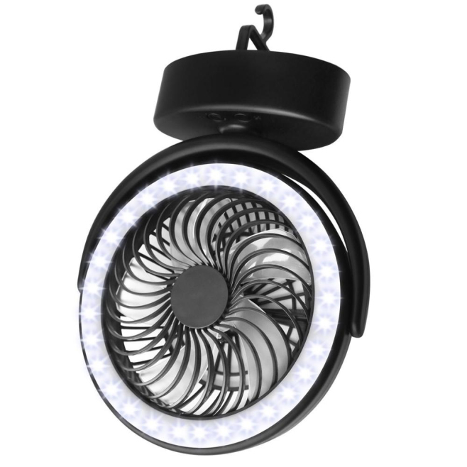 Ventilateur De Camping Avec Lampe LED 100 lm Rechargeable USB À Crochet Pour Tente 30 LED 2 Vitesses - www.yonis-shop.com