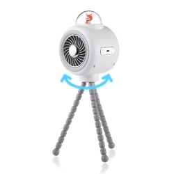 Ventilateur Portable Pour Poussette Sans Pales Oscillant 3 Vitesses Rechargeable USB Avec Support Téléphone Blanc