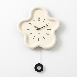 Horloge Murale Décorative En Forme De Fleur Silencieuse Beige Avec Mouvement À Quartz Pose Sans Perçage