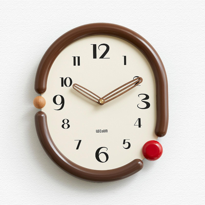 Horloge Murale Ovale Décorative Silencieuse À Quartz Avec Aiguilles En Noyer Et Design 3D 31 x 37 cm - www.yonis-shop.com