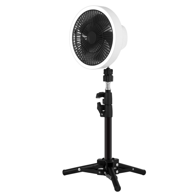 Ventilateur De Camping Portable Sur Batterie 10000 mAh Avec Éclairage LED Trépied Réglable Et Oscillation 180° - www.yonis-sh...