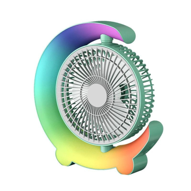 Ventilateur De Bureau Portable Rechargeable USB C Avec Éclairage Réglable 3 Vitesses Et Rotation À 360° - www.yonis-shop.com
