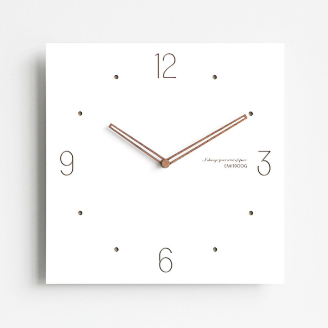 Horloge Murale Carrée Décorative Pour Salon 12 Pouces Silencieuse Blanche À Aiguilles En Bois - www.yonis-shop.com