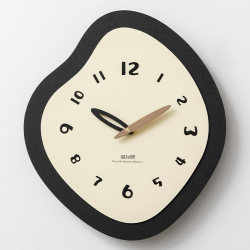 Horloge Murale À Pendule Pour Salon Design Irrégulier À Quartz Silencieux En Noyer Et MDF Pin