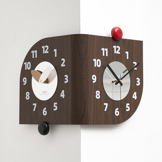 Horloge Murale D’Angle Double Face À Quartz Silencieuse Pour Salon Et Couloir Avec Deux Cadrans Indépendants Sans Perçage - w...