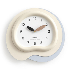 Horloge Murale Décorative Silencieuse Pour Salon Design Irrégulier En MDF Coloré Et Bois Chiffres Gravés En 3D 38 X 35 Cm