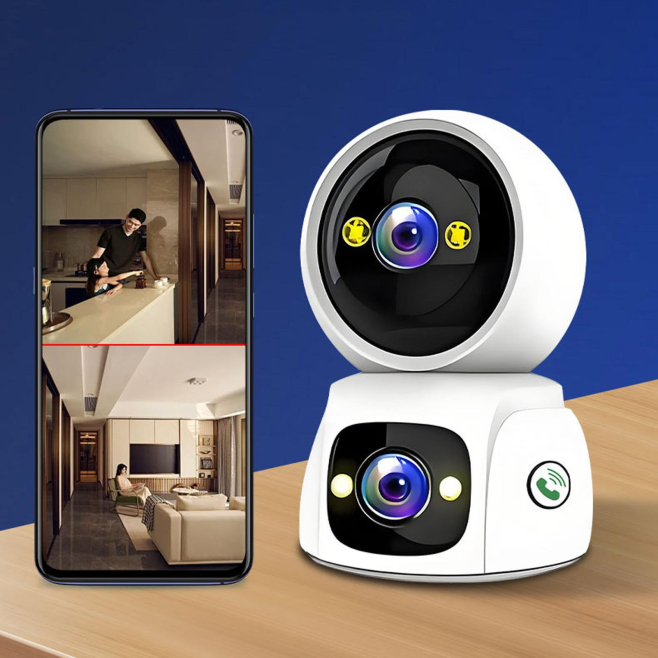 Caméra De Surveillance WiFi Double Objectif 360° Avec Suivi Automatique Vision Nocturne Couleur Et Audio Bidirectionnel - www...