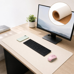 Tapis De Bureau Réversible En Liège Et Similicuir PVC Résistant Aux Éclaboussures 200 x 300 mm Pour Bureau Et Maison