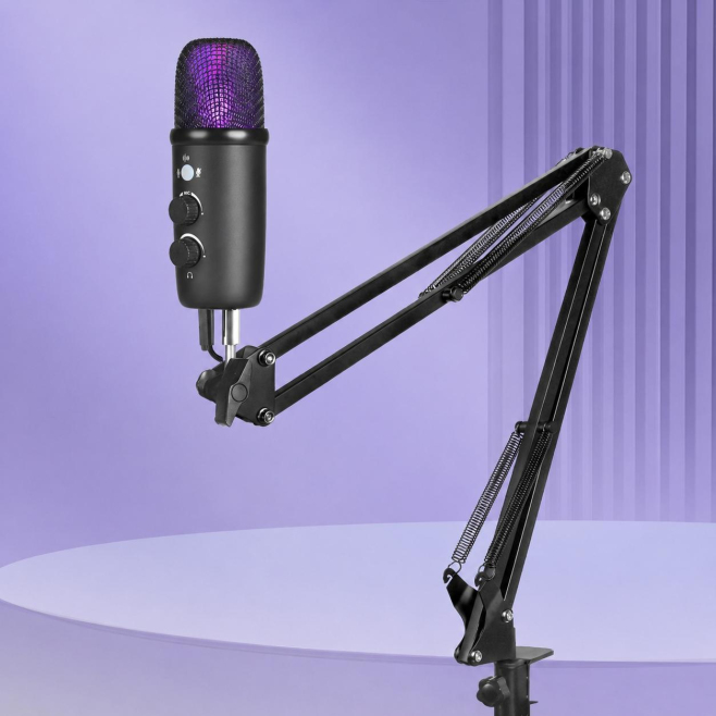 Microphone À Condensateur USB Cardioïde 192 kHz 24 Bits Avec Pied Et Filtre Antipop - www.yonis-shop.com