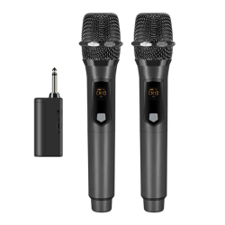 Microphones Sans Fil Rechargeables 2.4 GHz À Main Deux Microphones Portée De 50 Mètres Verrouillage Du Son