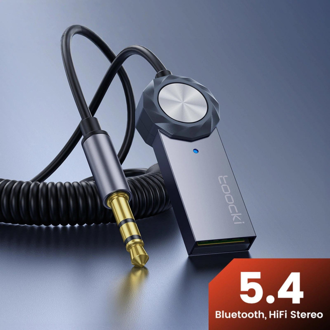 Adaptateur Bluetooth 5.4 Pour Autoradio AUX Avec Microphone Câble USB Spiralé Et Reconnexion Automatique - www.yonis-shop.com