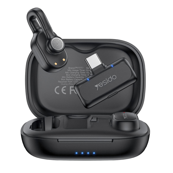 Microphone Lavalier Sans Fil Pour Création Vidéo Avec Réduction De Bruit IA 48 KHz 24 Bits Récepteur Type C Et 36 H D Autonom...
