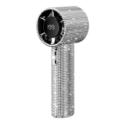 Mini Ventilateur Portable À Main Haute Vitesse À Strass Avec Écran LED 199 Niveaux Moteur Silencieux 40 dB Recharge Type C