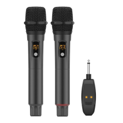 Duo De Microphones Sans Fil À Main 2.4 GHz Avec Récepteur Anti Larsen Portée 30 M