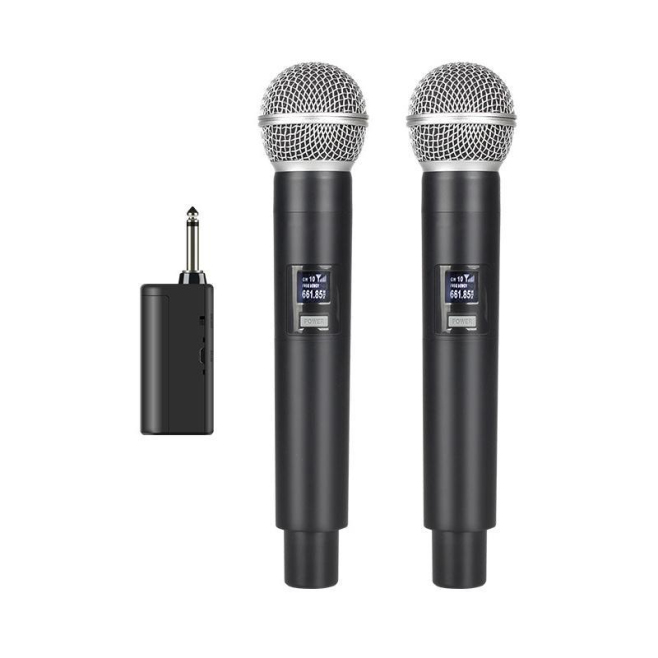 Kit De Deux Microphones Sans Fil À Main 2.4 GHz Avec Récepteur Portée 50 M Et Verrouillage Du Bruit - www.yonis-shop.com