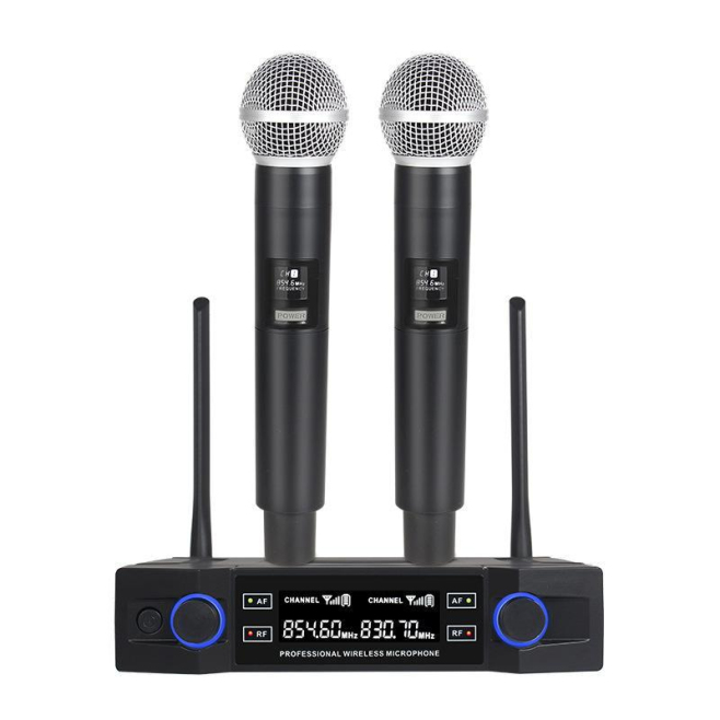 Système De Deux Microphones Sans Fil VHF À Main Avec Contrôle Mute Noise Lock Portée De 50 M Et Double Canal - www.yonis-shop...