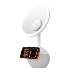 Miroir De Maquillage 4 En 1 Avec Enceinte Bluetooth Recharge Sans Fil Magnétique 15 W Éclairage LED 3 Teintes Et Loupe 5x