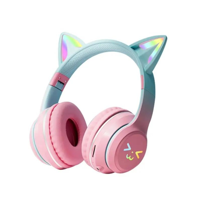 Casque Audio Bluetooth Sans Fil LED Oreilles De Chat Pliable Avec Microphone - www.yonis-shop.com