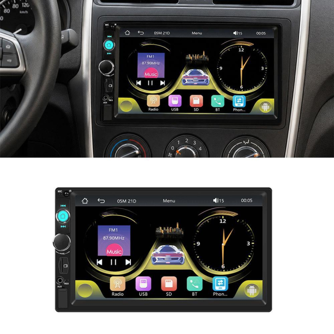 Autoradio 7 Pouces Écran Tactile CarPlay Sans Fil Bluetooth 5.1 Caméra De Recul 4×45 W - www.yonis-shop.com
