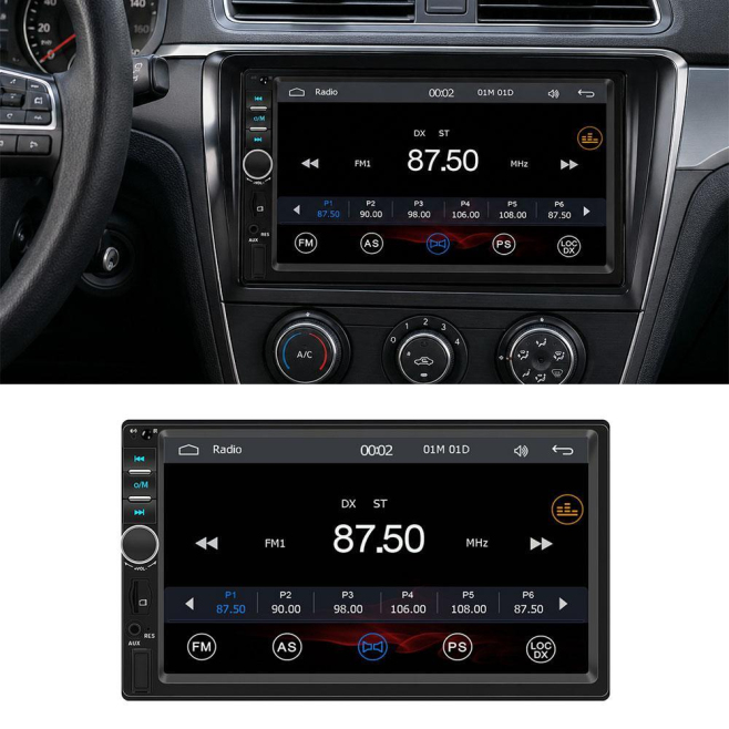 Autoradio MP5 7 Pouces Tactile Avec CarPlay Sans Fil Bluetooth 5.1 Entrée Caméra De Recul 4×45 W - www.yonis-shop.com