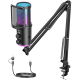 Microphone USB À Condensateur Pour Gaming Et Streaming Avec Réduction Du Bruit Éclairage RGB Et Kit Bras Articulé - www.yonis...