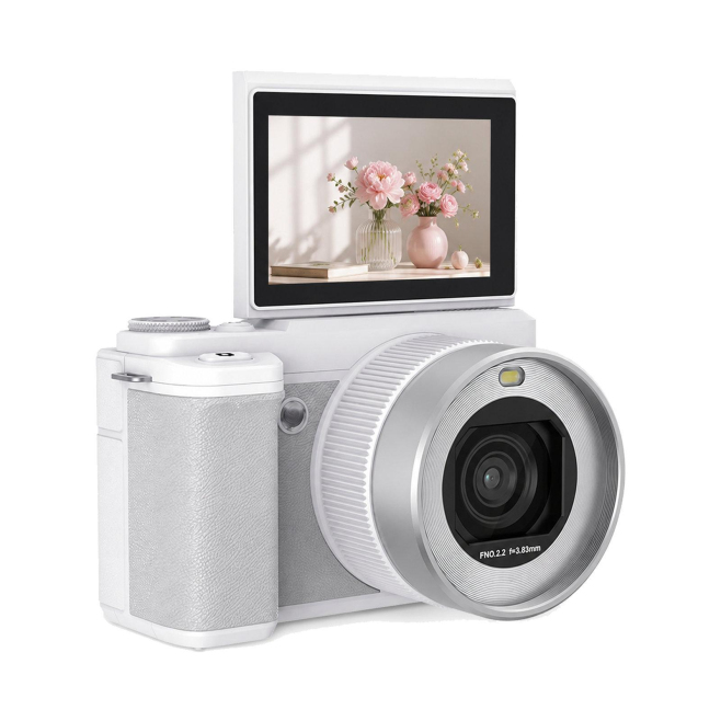 Caméra Numérique Pour Vlog 5K À Double Objectif Écran Rabattable 180° Zoom 18x Et Carte 32 Go Rose - www.yonis-shop.com