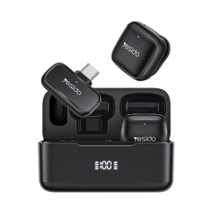 Microphone Cravate Sans Fil Type C Pour Enregistrement Vidéo 2 Émetteurs 3 Modes De Réduction Du Bruit Jusqu’À 50 m