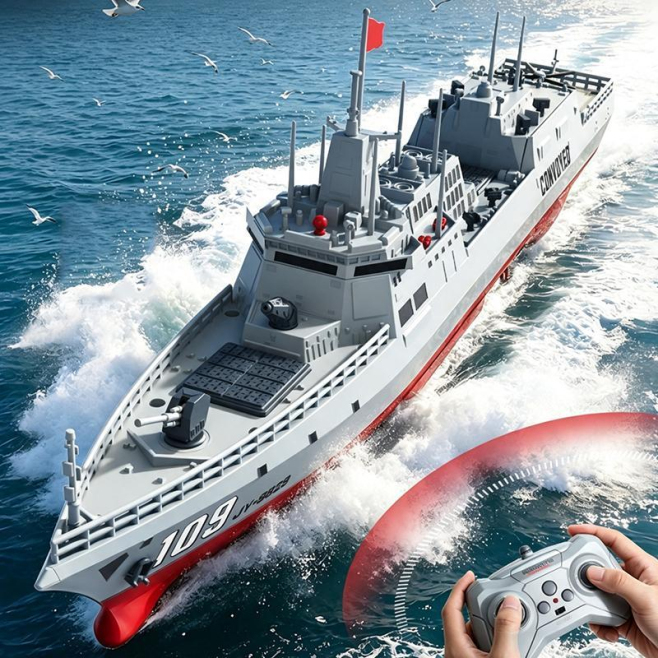 JJR/C S28 2.4GHz RC Destroyer Model Supports Water Spray(Grey) - www.yonis-shop.com