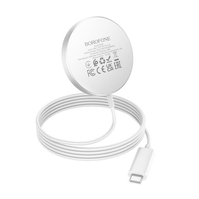 Chargeur Sans Fil Magnétique Qi2 USB-C 25W Ultra-Fin Avec Câble Tressé 1,2 m Blanc - www.yonis-shop.com