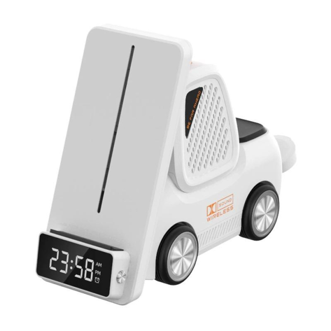 Chargeur Sans Fil 3 En 1 Avec Support De Bureau Qi Haut-Parleur Bluetooth 5W Affichage De L’Heure - www.yonis-shop.com
