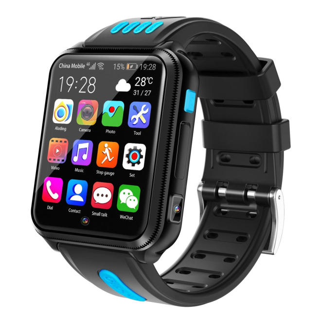 Montre Connectée Android 1.54” 3MP Montre Téléphone GPS Sportif WiFi Bluetooth Noire Bleue