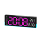 Horloge Numérique LED De Bureau Et Murale 12.6 Pouces Avec Éclairage RGB Ambiant Minuteur Et Affichage Date Température - www...