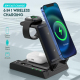 Chargeur Sans Fil Multifonction 6 en 1 Rapide 15W Support Téléphone Noir Pour Téléphone Montre Écouteurs - www.yonis-shop.com