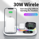 Chargeur Sans Fil 3 en 1 Rapide Avec Lumière Ambiance RGB et Horloge Pour Smartphone iWatch et AirPods - www.yonis-shop.com