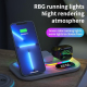 Chargeur Sans Fil 3 en 1 Rapide Avec Lumière Ambiance RGB et Horloge Pour Smartphone iWatch et AirPods - www.yonis-shop.com