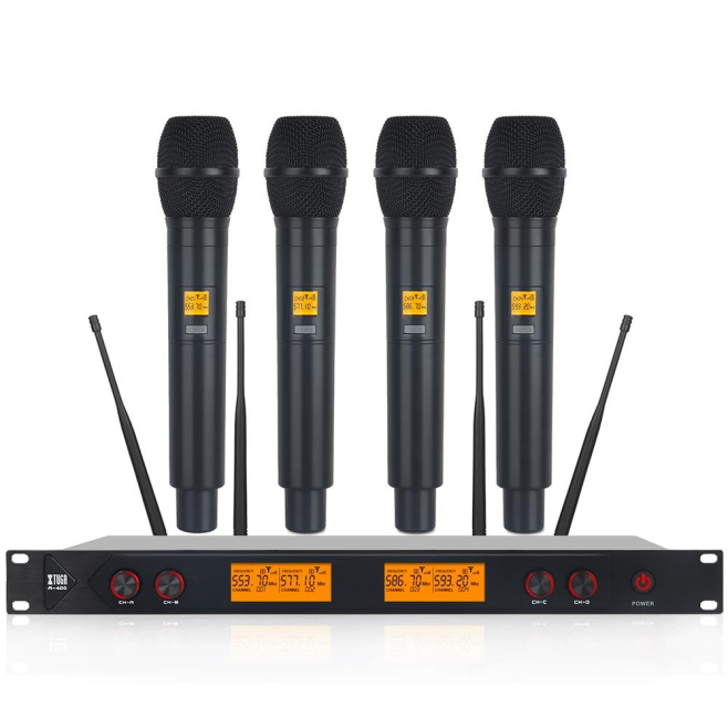 Microphone Professionnel Sans Fil UHF 4 Canaux Avec 4 Microphones Portatifs Pour Événements Extérieurs - www.yonis-shop.com