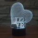 Lampe 3D Love Coeur 7 Couleurs Ampoule LED Tactile 0.5W USB Chambre Salon Hall Couloir Décoration Intérieur - www.yonis-shop.com