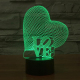 Lampe 3D Love Coeur 7 Couleurs Ampoule LED Tactile 0.5W USB Chambre Salon Hall Couloir Décoration Intérieur - www.yonis-shop.com