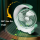 Ventilateur De Bureau Portable Rechargeable USB C Avec Éclairage Réglable 3 Vitesses Et Rotation À 360° - www.yonis-shop.com