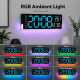 Horloge Numérique LED De Bureau Et Murale 12.6 Pouces Avec Éclairage RGB Ambiant Minuteur Et Affichage Date Température - www...