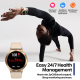 Montre Connectée Écran Rond HD 1.3 Pouces Appels Vocaux Surveillance Santé Étanche IP68 Autonomie 14 Jours Bluetooth 5.0 Noti...