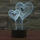 Lampe 3D Style Double Coeur 7 Couleurs Luminaire LED Tactile 0.5W Décoration Chambre Salon Hall Couloir - www.yonis-shop.com