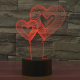Lampe 3D Style Double Coeur 7 Couleurs Luminaire LED Tactile 0.5W Décoration Chambre Salon Hall Couloir - www.yonis-shop.com