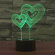 Lampe 3D Style Double Coeur 7 Couleurs Luminaire LED Tactile 0.5W Décoration Chambre Salon Hall Couloir - www.yonis-shop.com