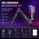 Microphone USB À Condensateur Pour Gaming Et Streaming Avec Réduction Du Bruit Éclairage RGB Et Kit Bras Articulé - www.yonis...