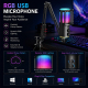 Microphone USB À Condensateur Pour Gaming Et Streaming Avec Réduction Du Bruit Éclairage RGB Et Kit Bras Articulé - www.yonis...