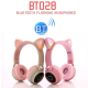 Casque Bluetooth 5.0 Chat Mignon Avec Micro Et Lumière LED, Radio FM, Micro SD, Pliable, Idéal Cadeau Pour Enfants et Ados - ...