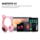 Casque Bluetooth 5.0 Chat Mignon Avec Micro Et Lumière LED, Radio FM, Micro SD, Pliable, Idéal Cadeau Pour Enfants et Ados - ...