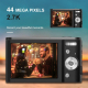 Appareil Photo Enfant 44MP 16X Zoom 2.7K Full HD Écran 2.88 Pouces Détection Sourire Carte SD 128GB Rechargeable Portable - w...