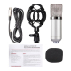 Microphone Professionnel Condensateur Pour Enregistrement Sonore Avec Support Antichoc Pour Studio Radio Diffusion En Direct ...